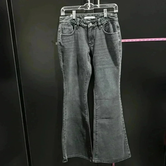 PacSun Wide Flare,super high rise jegging, 5 pocket black washed jeans 26/32 - Picture 1 of 10